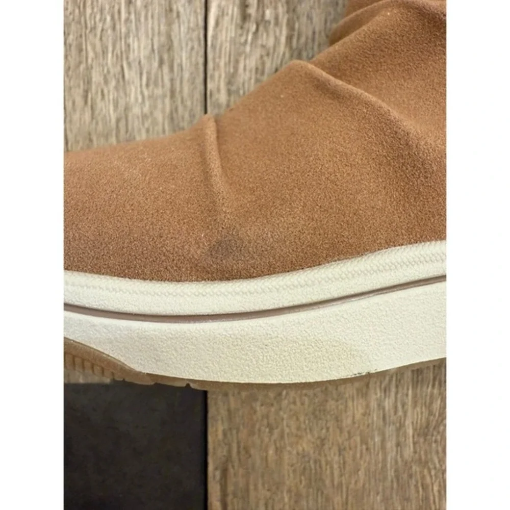 Clark's Brown Faux Suede Fur Trim‎ Ankle Boots Side Zip Size 5